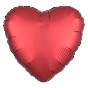 Folieballon Satin Luxe hart rood gevuld met helium