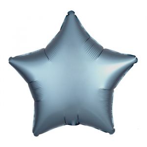 Folieballon Satin Luxe ster steel blue (43cm)
