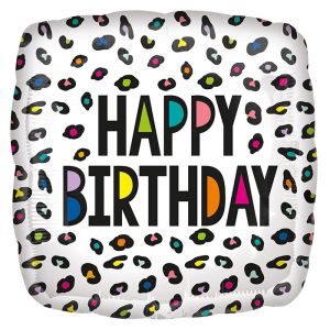 Folieballon Happy Birthday Rainbow Leopard (40cm)