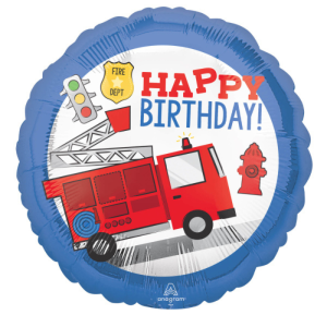 Folieballon Happy Birthday brandweerwagen (40cm)