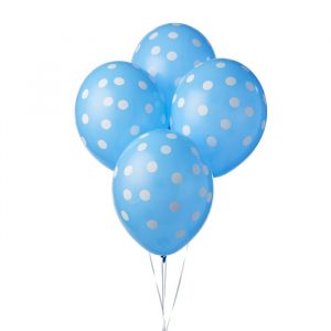 Ballonnen met stippen lichtblauw-wit (6st)