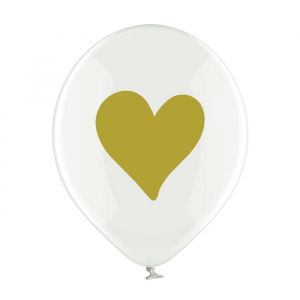 Transparante ballonnen Gold Hearts (6st)