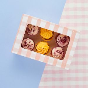 Cupcake box Gingham (6st) Summer Picnic Hootyballoo