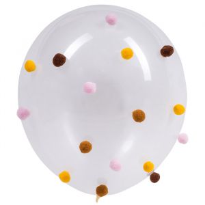 Pompom ballonnen roze-caramel-mosterdgeel (5st)