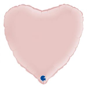 Folieballon Satin hart pastel roze (45cm)