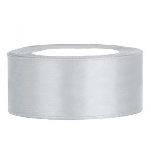 Satijnlint op rol 25 mm (25m) Zilver