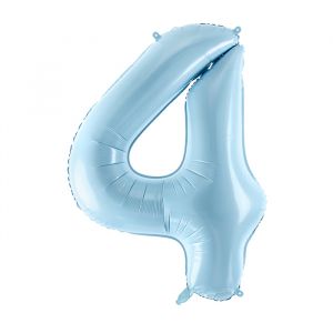 Folieballon cijfer 4 pastel blauw 86cm