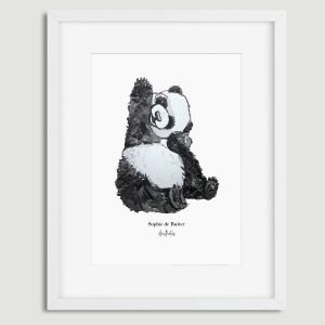Aquarel poster baby panda illustratie door Sophie de Ruiter