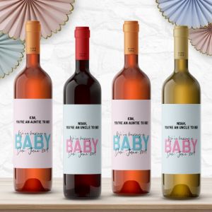 Wijnfles etiketten zwangerschapsaankondiging