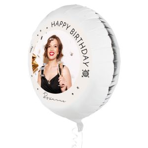 Folieballon met foto verjaardag champagne chic