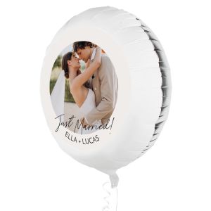 Folieballon met foto just married klassiek