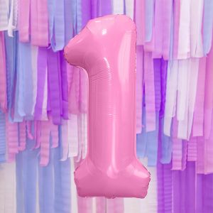 Folieballon Pastel cijfer 1 roze 86cm