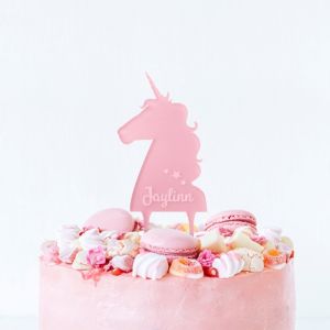 Unicorn taarttopper met naam acryl