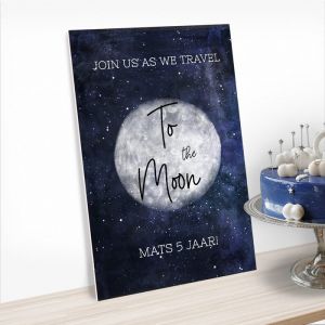 Verjaardagsbord to the moon